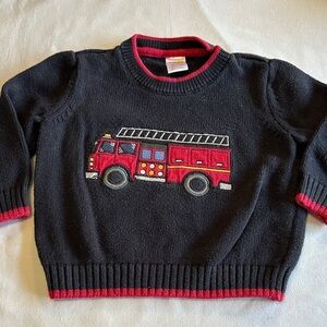 Gymboree - Kids Black fleece Sweater with Fire Truck Design